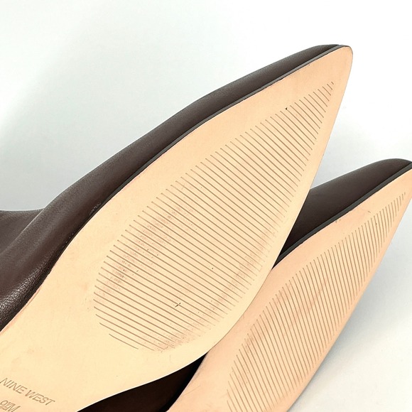 Nine West Size 9.5 Brown Leather Pointed Block Heel Ankle Boots NEW Maribu $149 - Picture 16 of 16